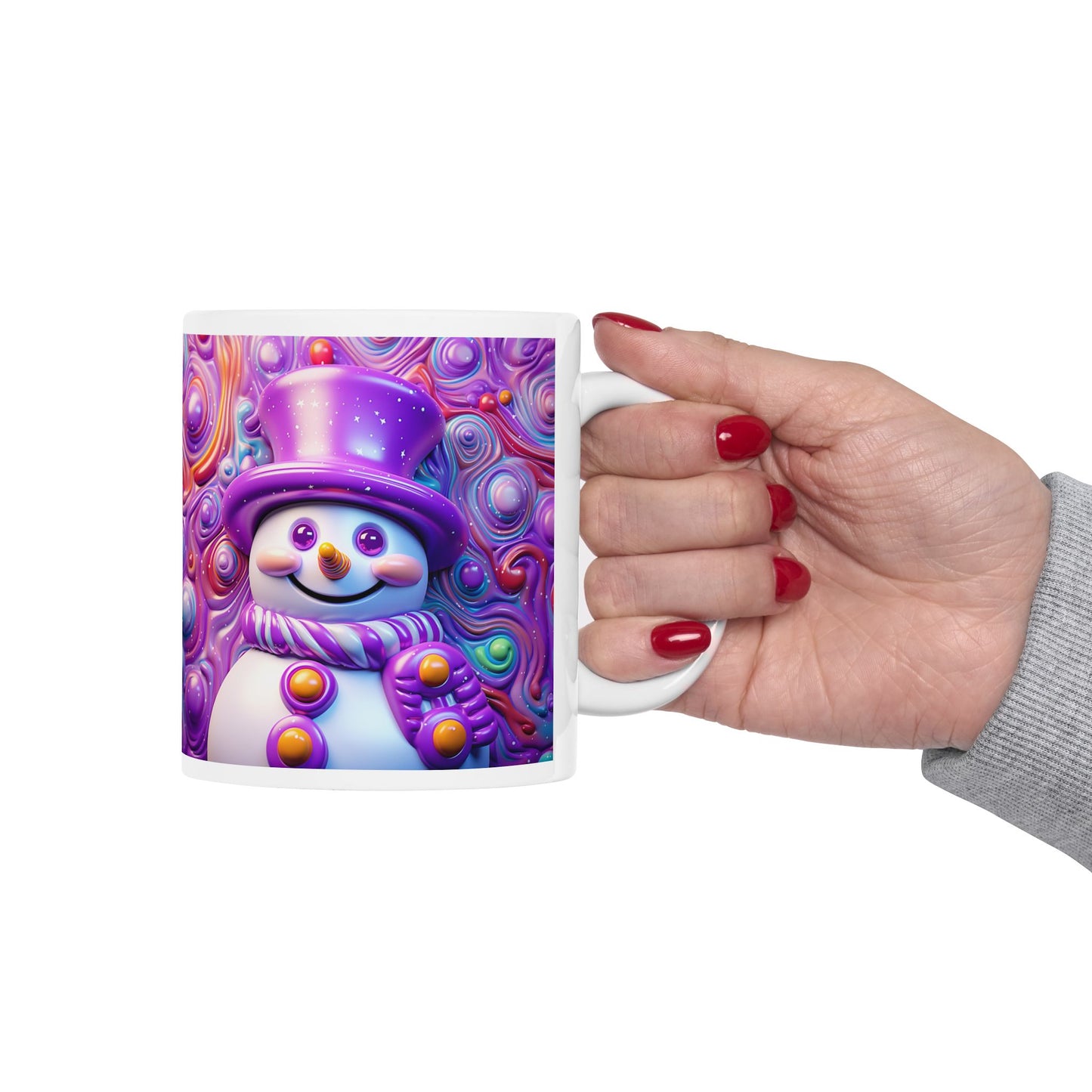 Purple Snowman Ceramic Mug