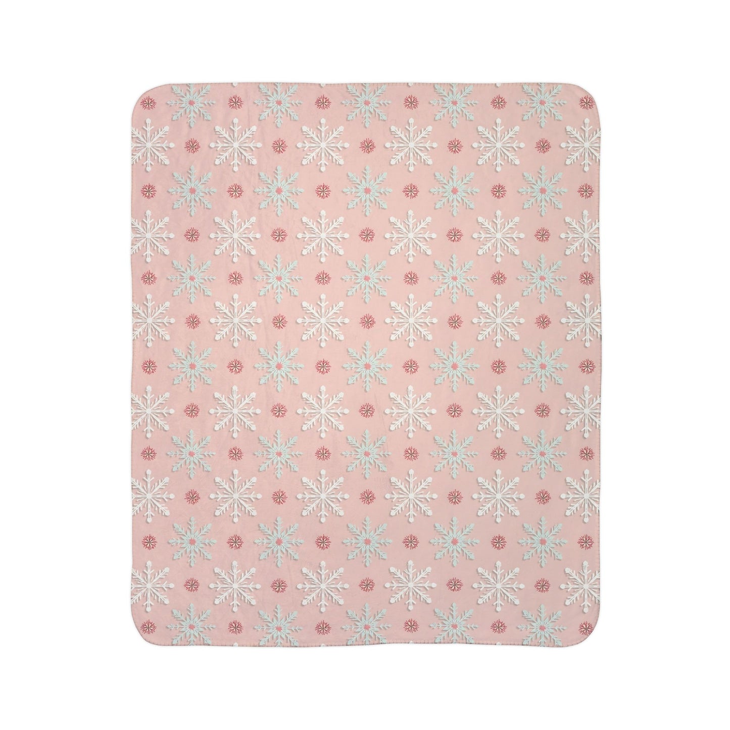 Pink Winter Snowflakes Fleece Sherpa Blanket