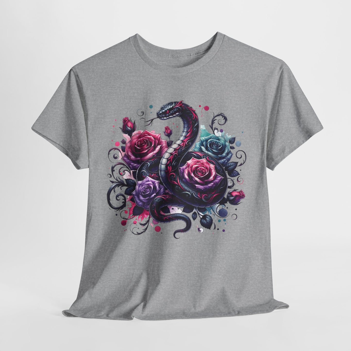 Gothic Snake and Roses Heavy Cotton Tee