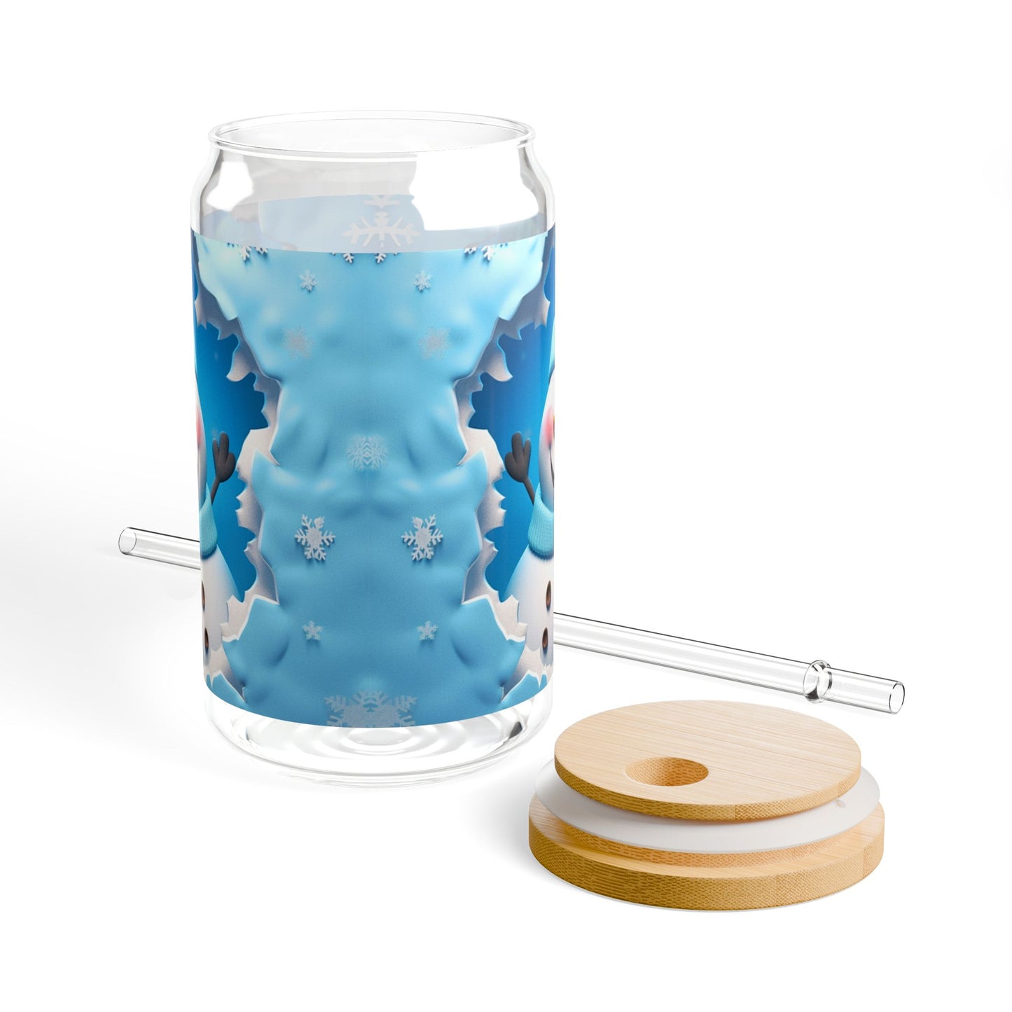 Blue Snowman Sipper Glass