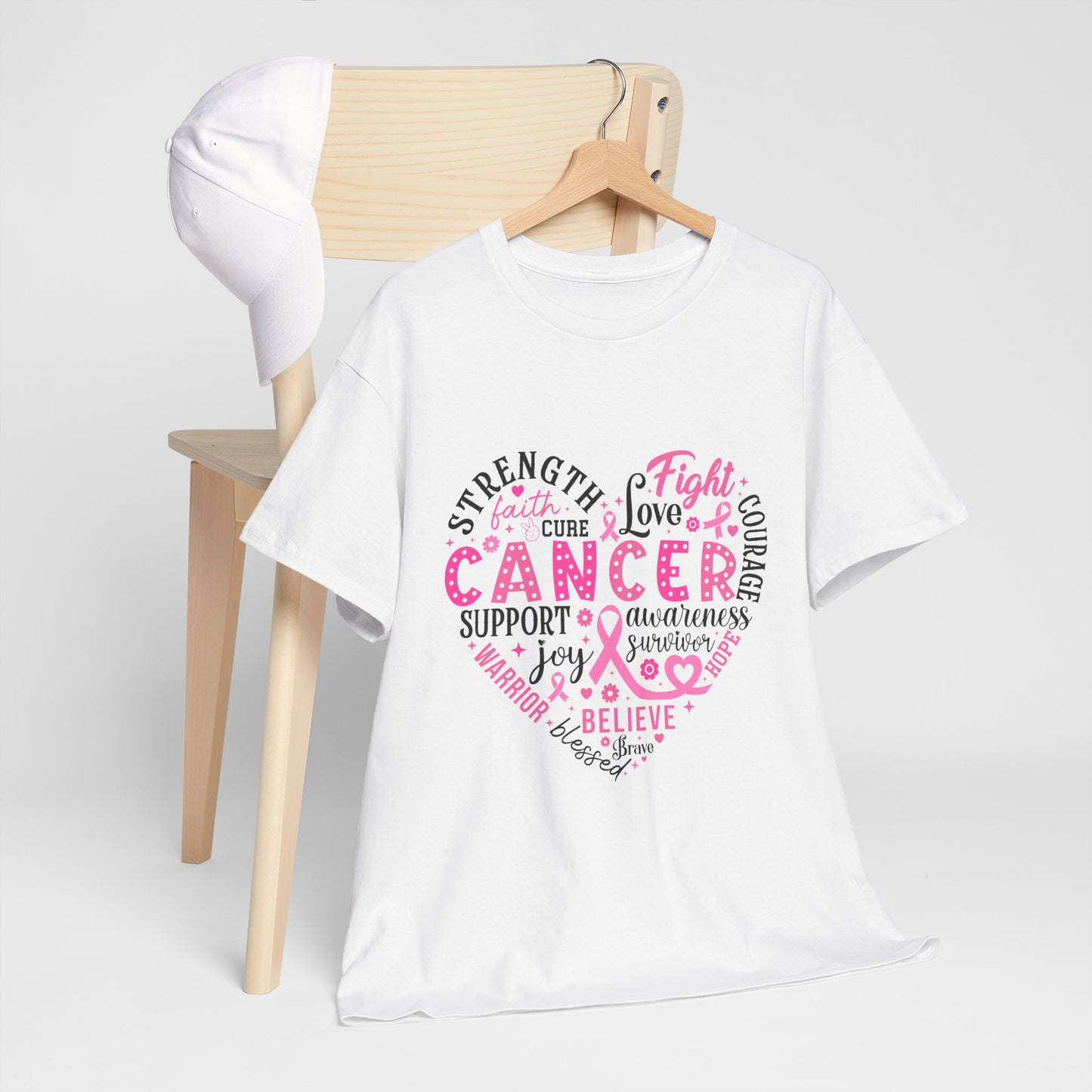 Breast Cancer Awareness Black Lettering Unisex Heavy Cotton Tee