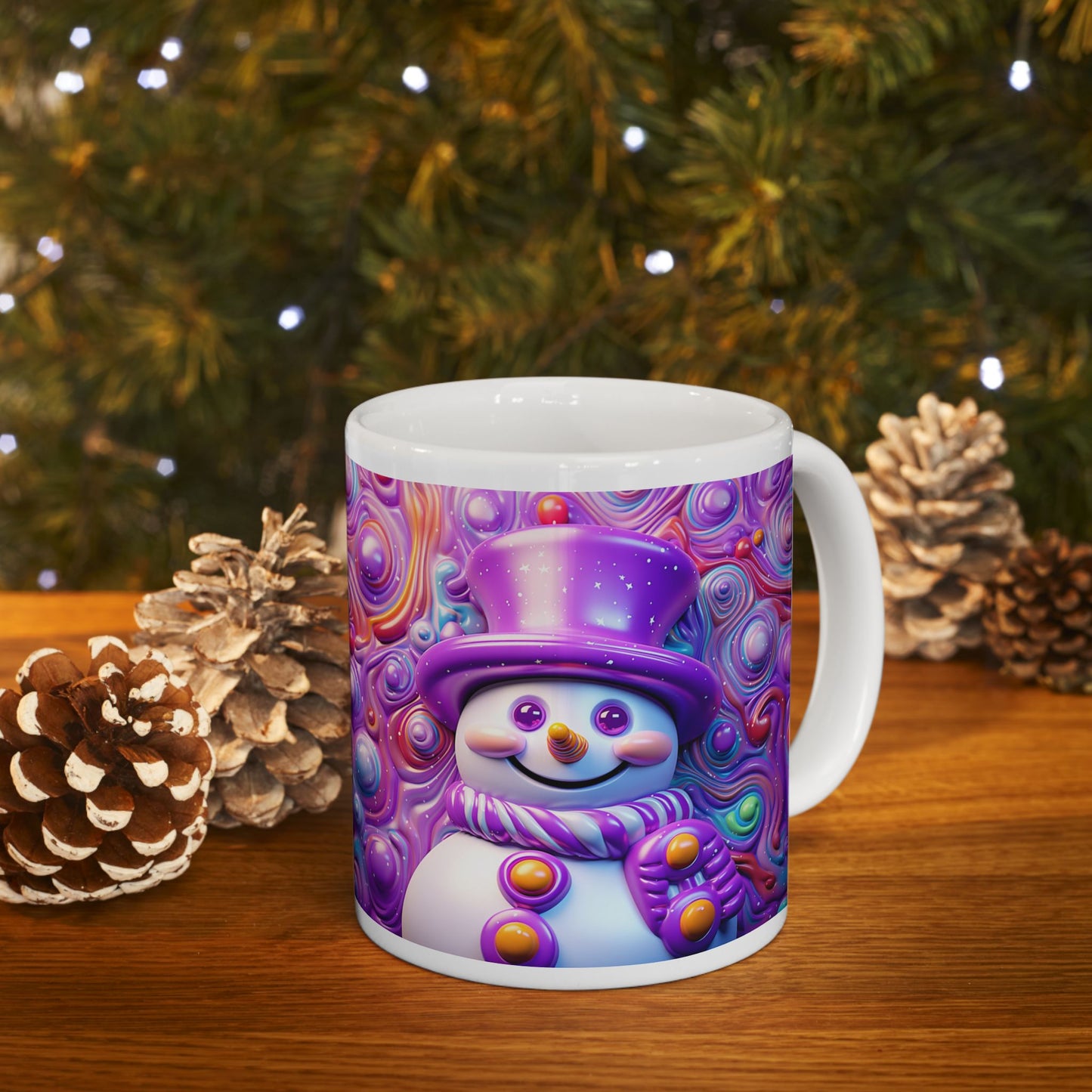 Purple Snowman Ceramic Mug