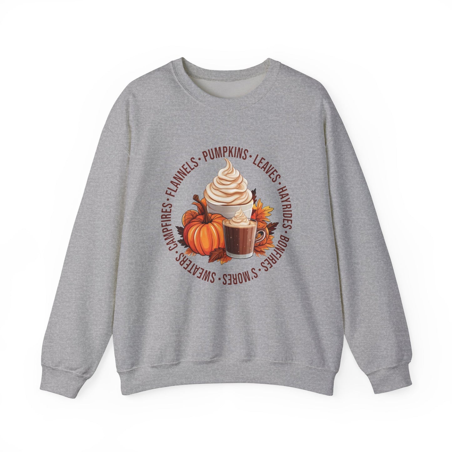 Fall Favorites Campfires Pumpkins Flannels Unisex Heavy Blend™ Crewneck Sweatshirt