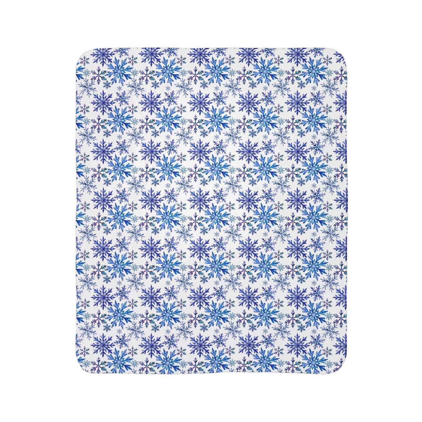 Blue Winter Snowflakes Fleece Sherpa Blanket