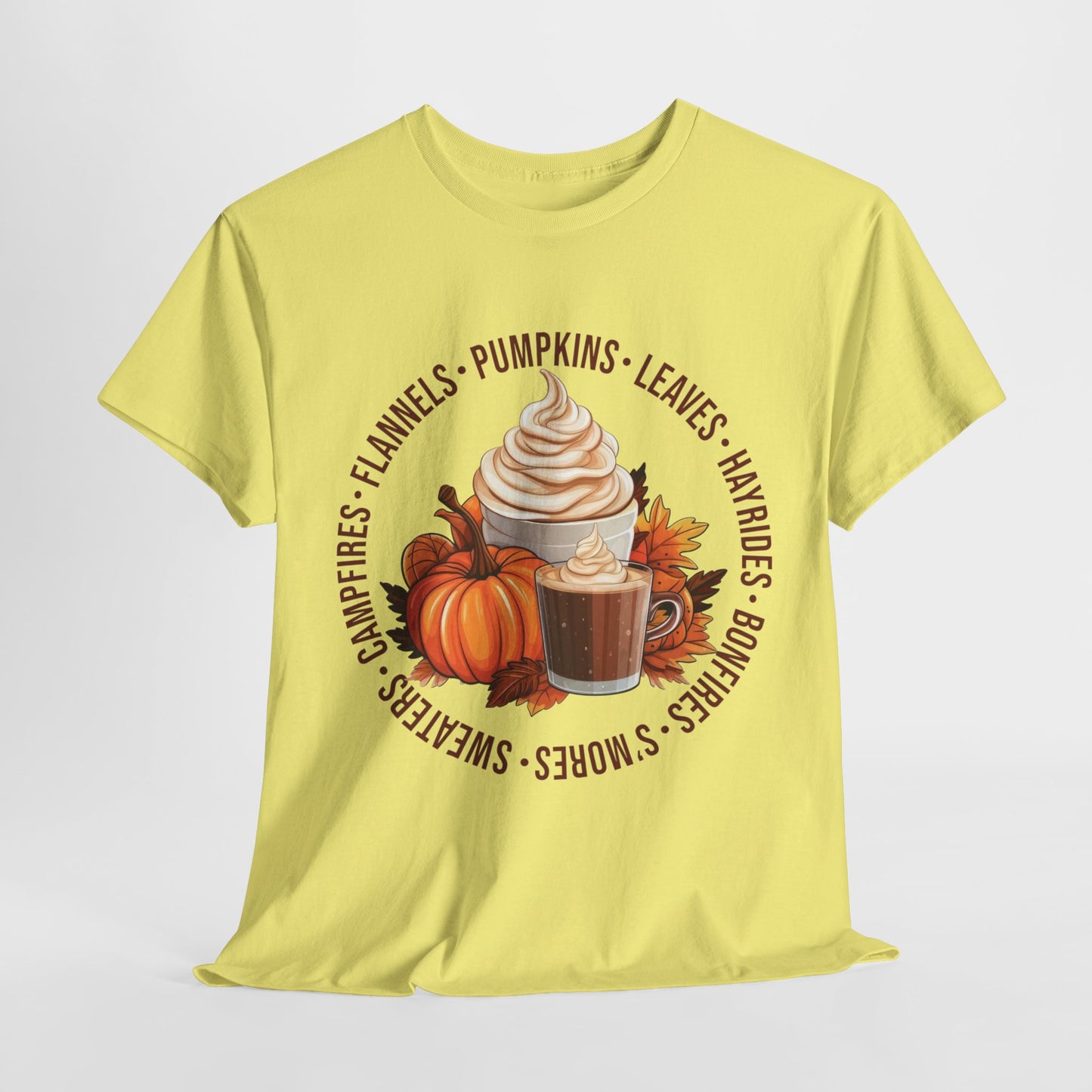 Fall Favorites Campfires Pumpkins Flannels Unisex Heavy Cotton Tee