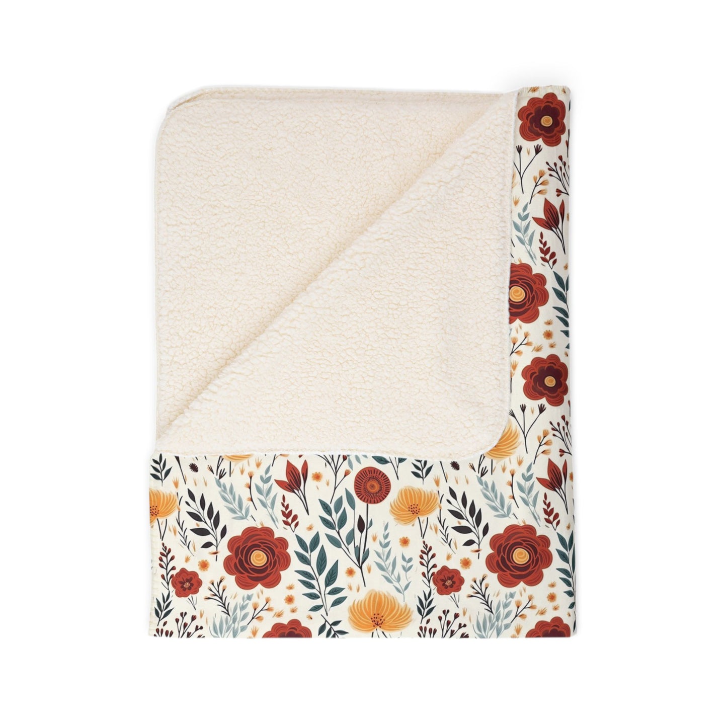 Fall Floral 2 Fleece Sherpa Blanket