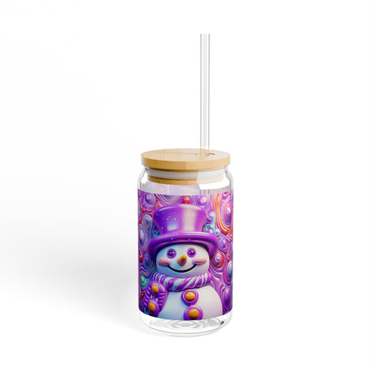 Purple Snowman Sipper Glass