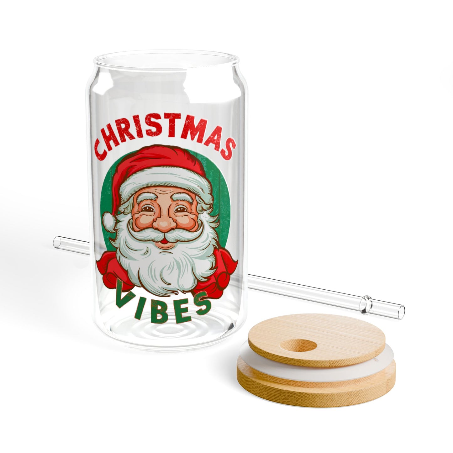 Santa Christmas Vibes Sipper Glass