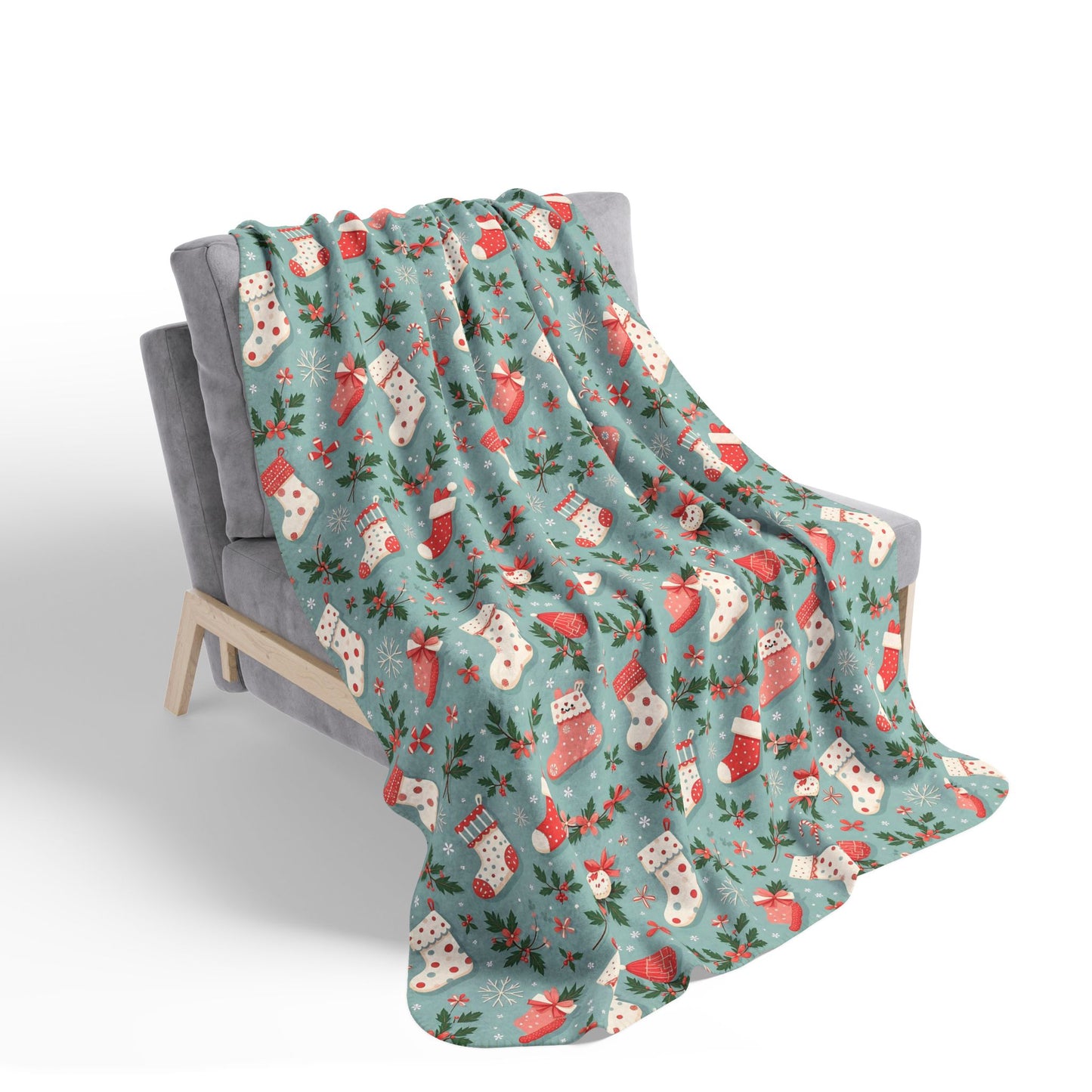 Christmas Stockings Fleece Sherpa Blanket