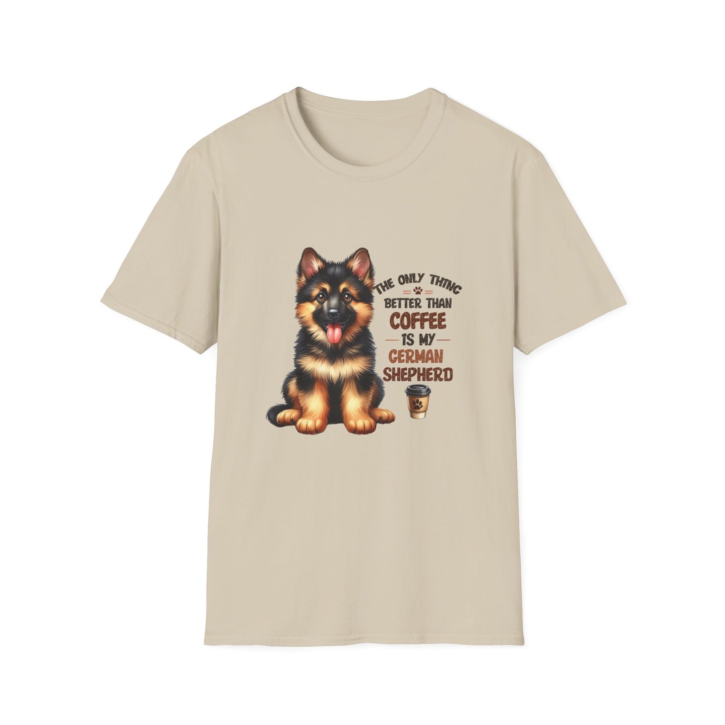 German Shepherd and Coffee Softstyle T-Shirt