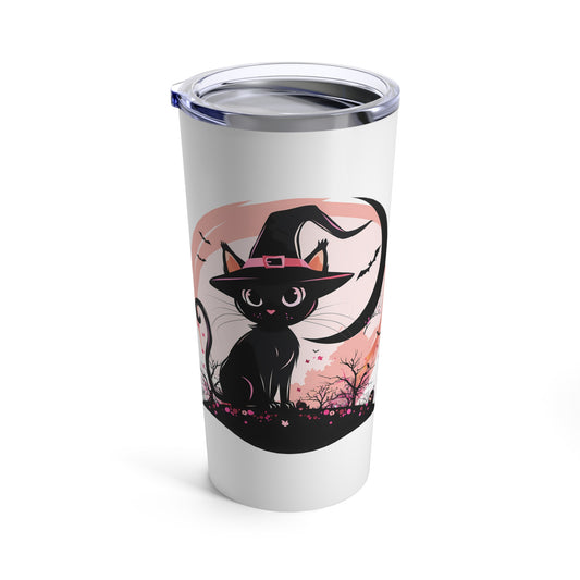 Black Cat Pink Moon Tumbler 20oz