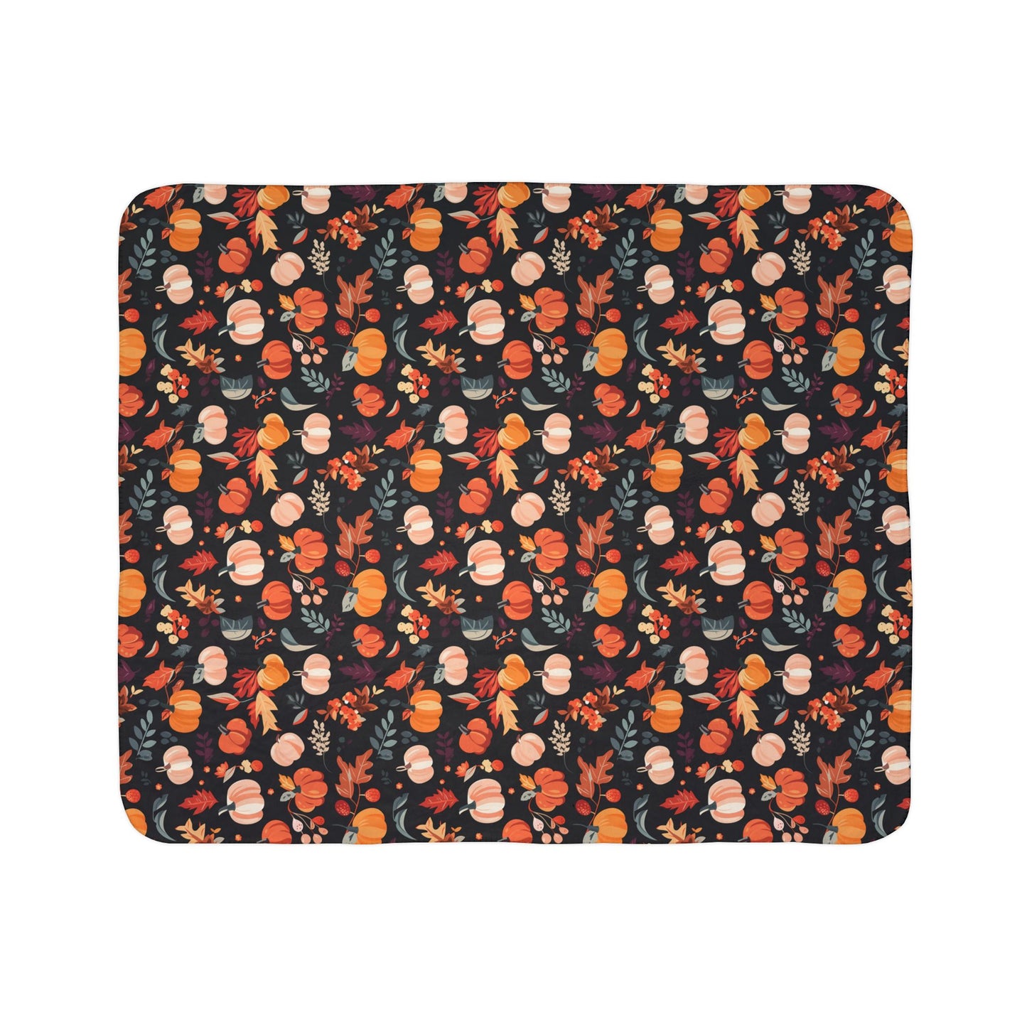 Autumn Pumpkins 1 Fleece Sherpa Blanket