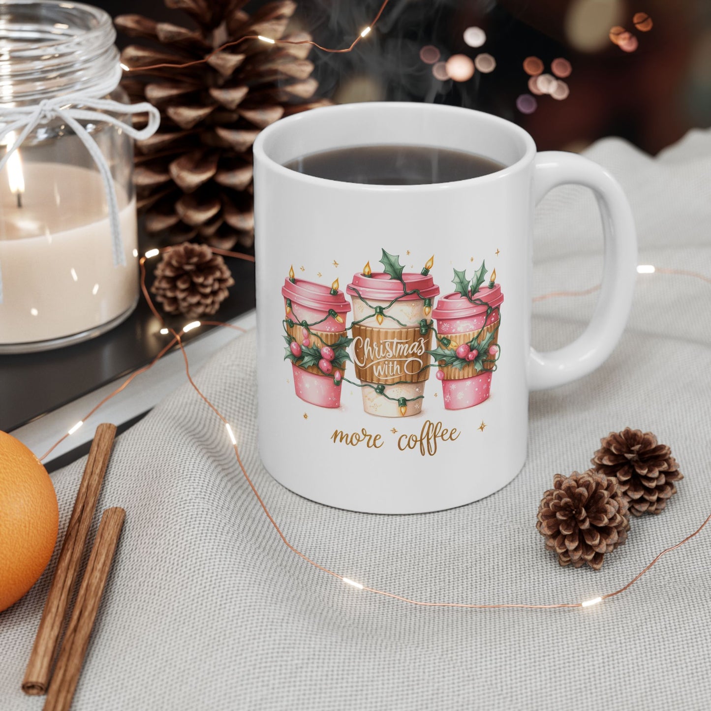 Christmas Coffee Pink Christmas Ceramic Mug