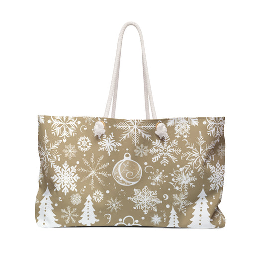 Beige Winter Wonderland Weekender Bag