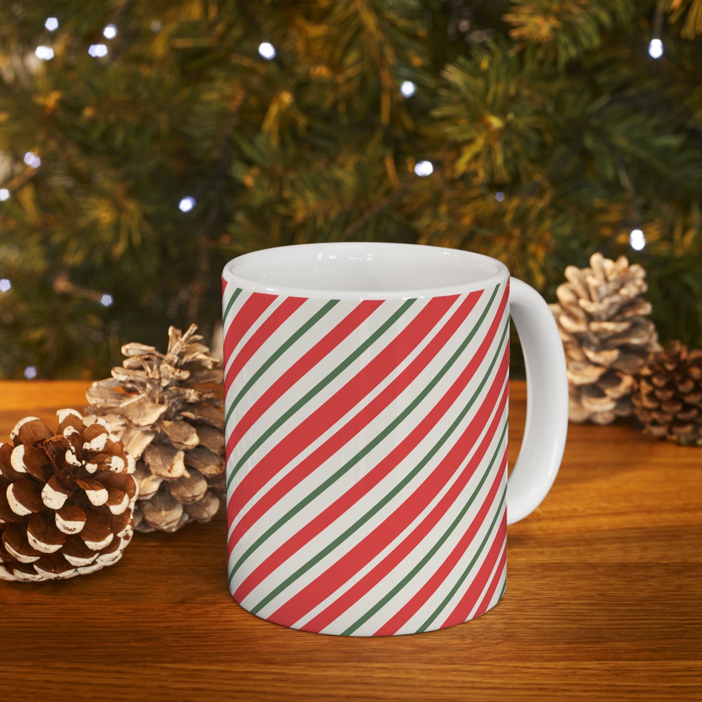 Christmas Stripes Ceramic Mug