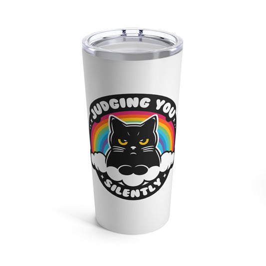 Judging You Silently Funny Cat Tumbler 20oz