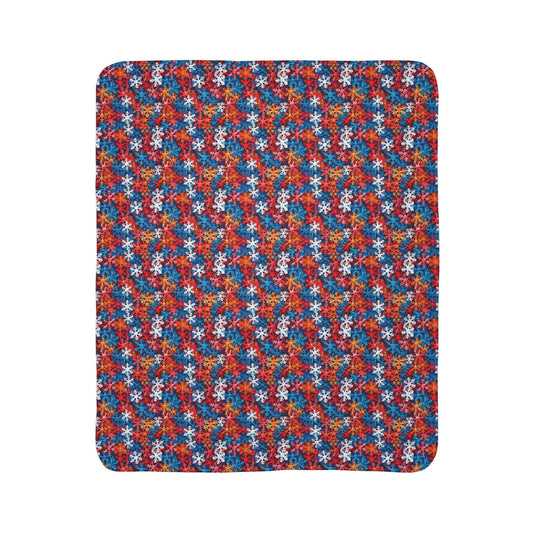 Colorful Snowflakes 2 Fleece Sherpa Blanket