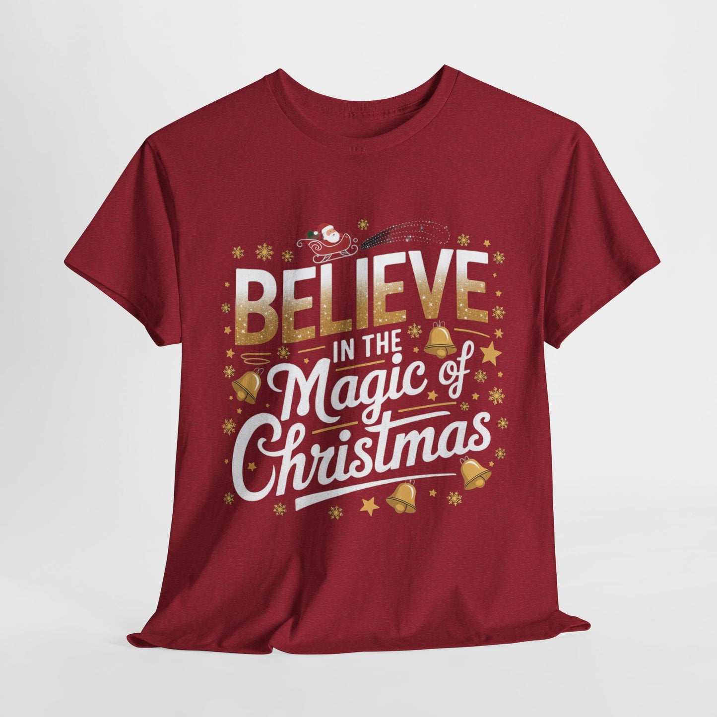 Believe In The Magic Of Christmas Gold Accents Heavy Cotton Tee