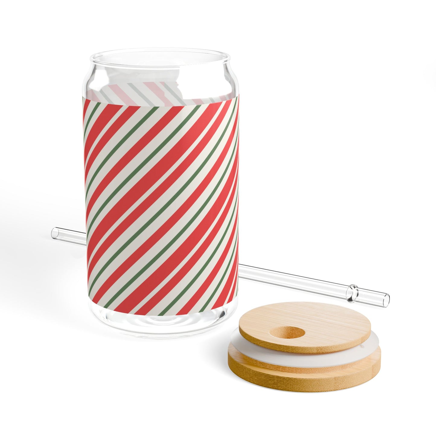 Christmas Stripes Sipper Glass