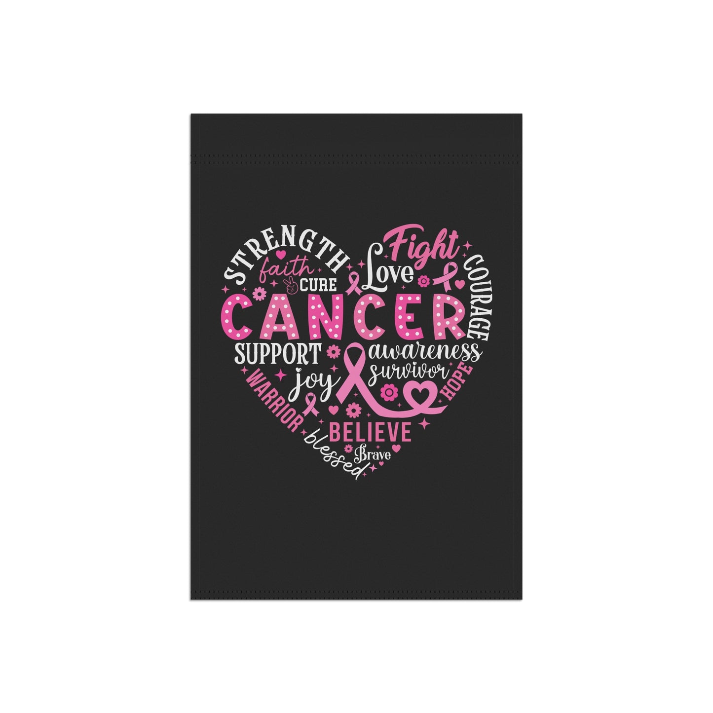 Breast Cancer Awareness Garden & House Banner - Black