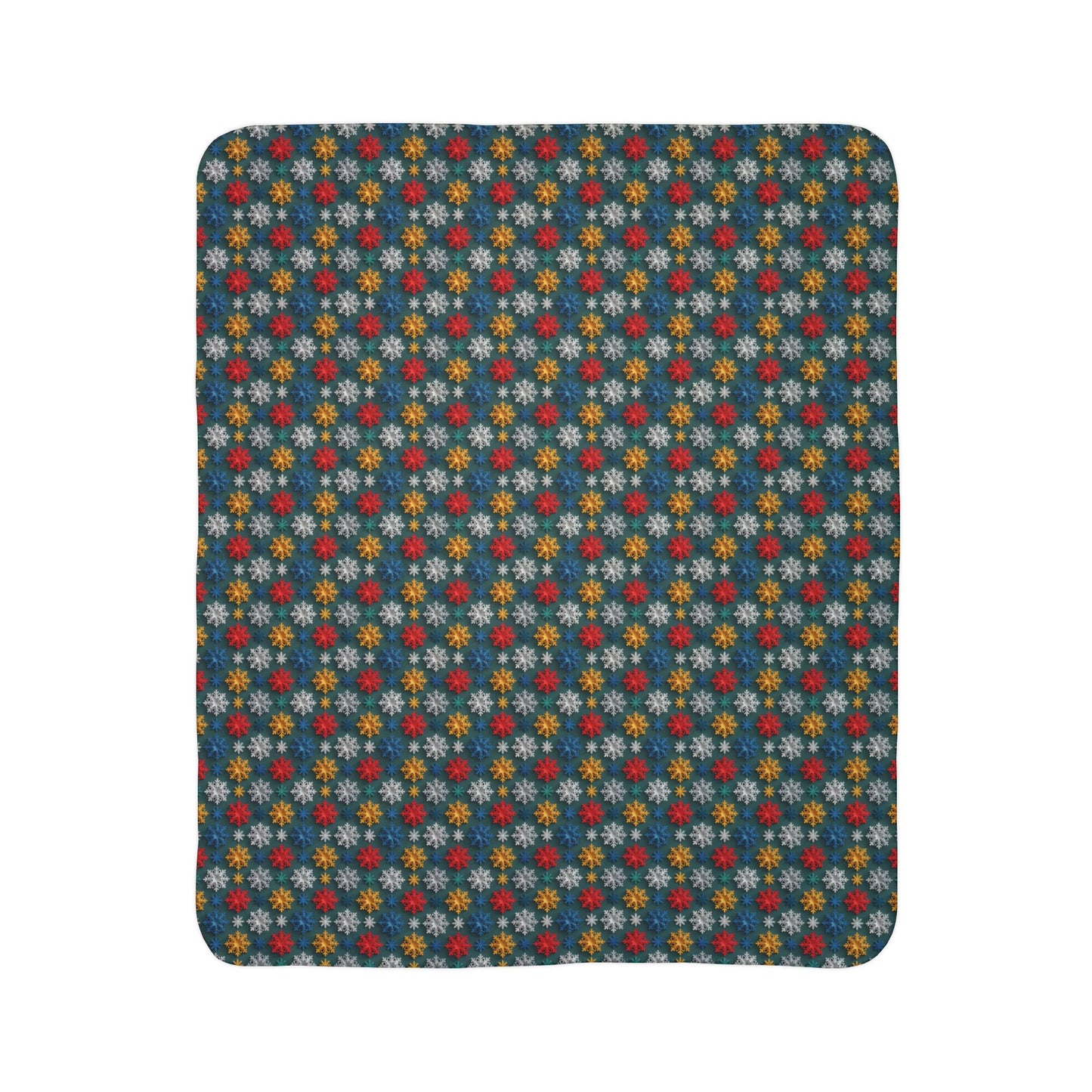 Colorful Snowflakes 5 Fleece Sherpa Blanket