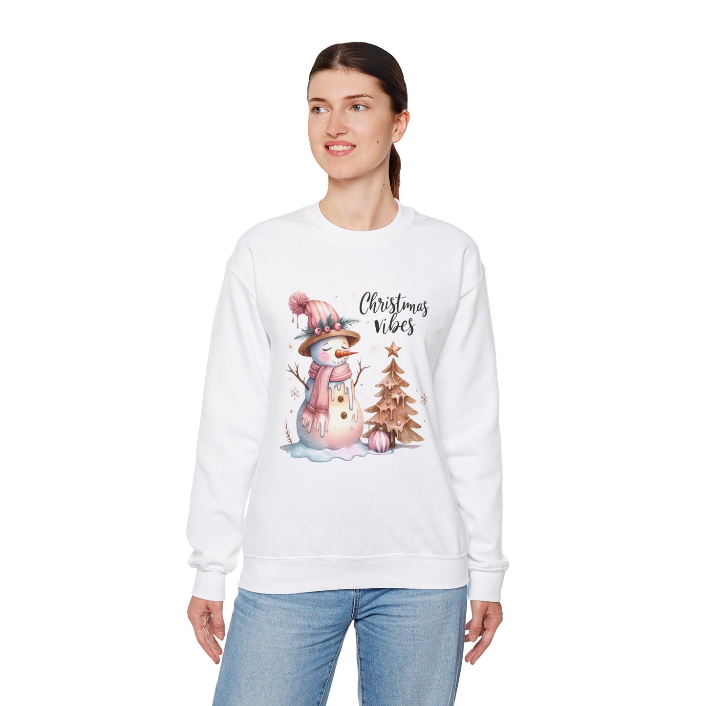 Snowman Pink Christmas Vibes Sweatshirt