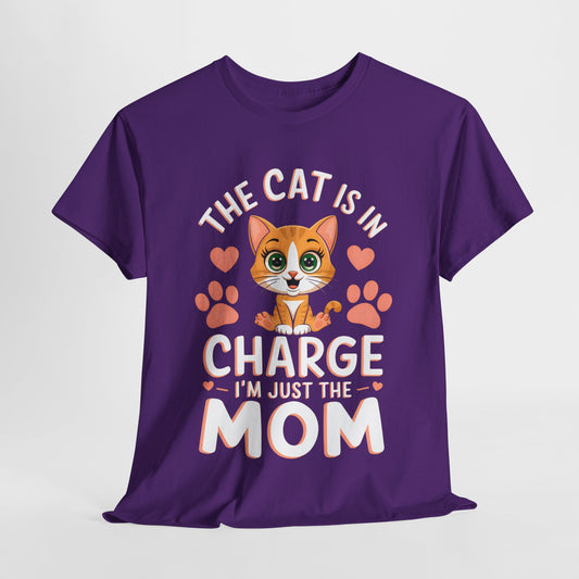 The Cat Is In Charge Funny Cat Heavy Cotton Tee