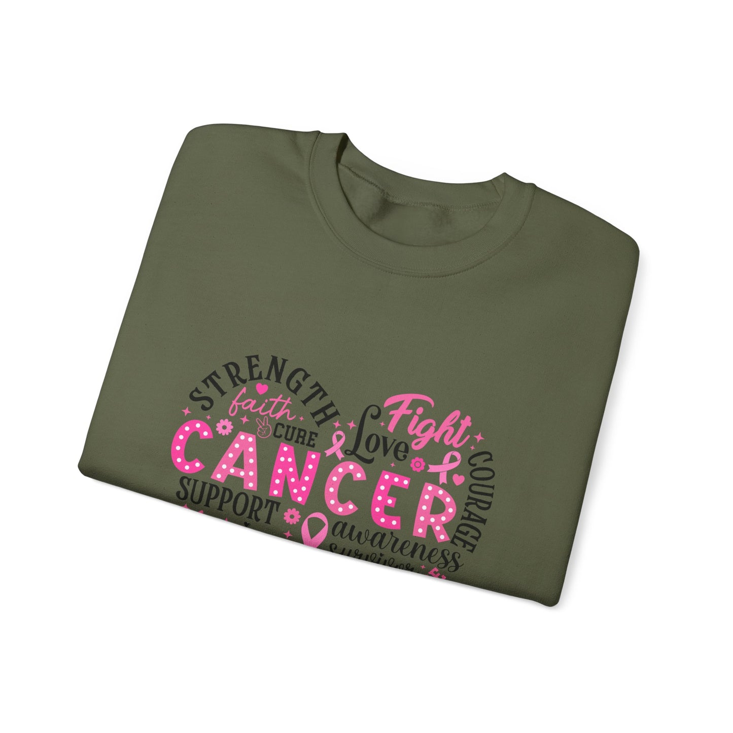 Breast Cancer Awareness Black Lettering Unisex Heavy Blend™ Crewneck Sweatshirt