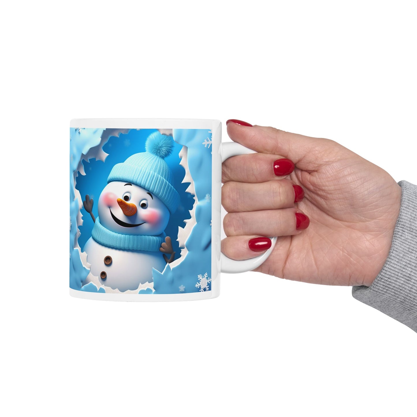 Blue Snowman Ceramic Mug