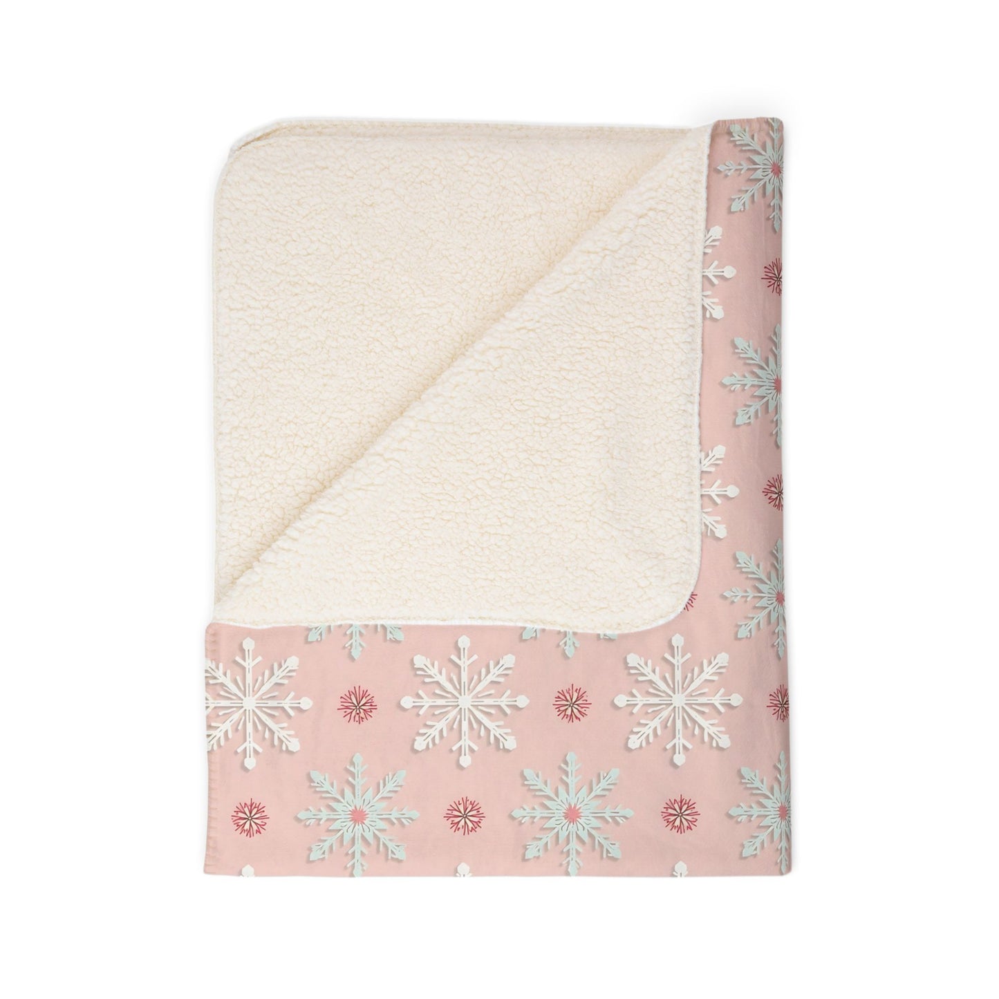 Pink Winter Snowflakes Fleece Sherpa Blanket