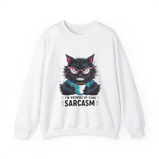 Brewing Up Some Sarcasm Funny Cat Sweatshirt