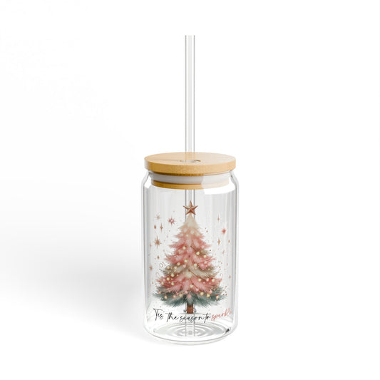 Pink Christmas Tree Sipper Glass