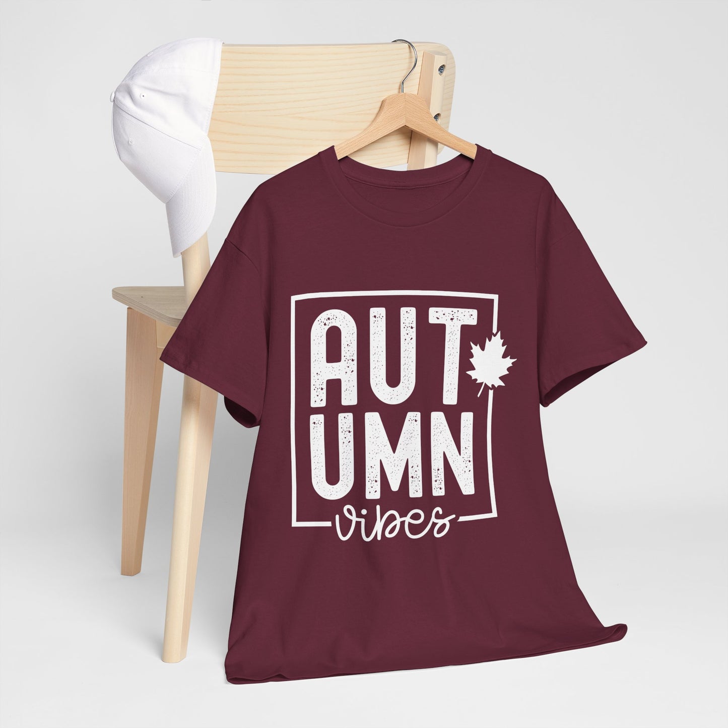 Autumn Vibes White Lettering Unisex Heavy Cotton Tee