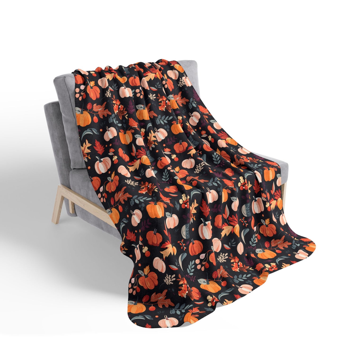 Autumn Pumpkins 1 Fleece Sherpa Blanket