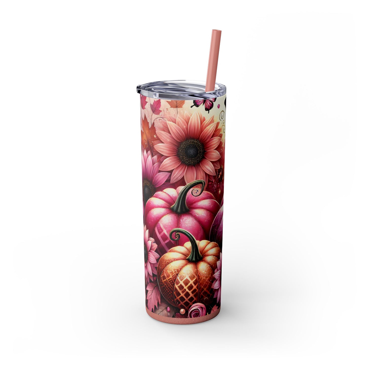 Fall Pumpkins Skinny Tumbler with Straw, 20oz - Style 3