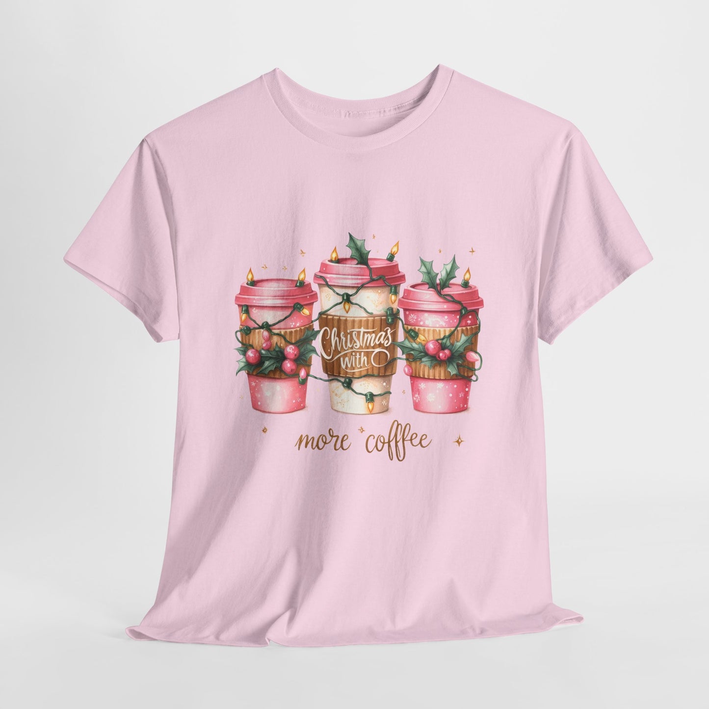 Christmas Coffee Pink Christmas Heavy Cotton Tee