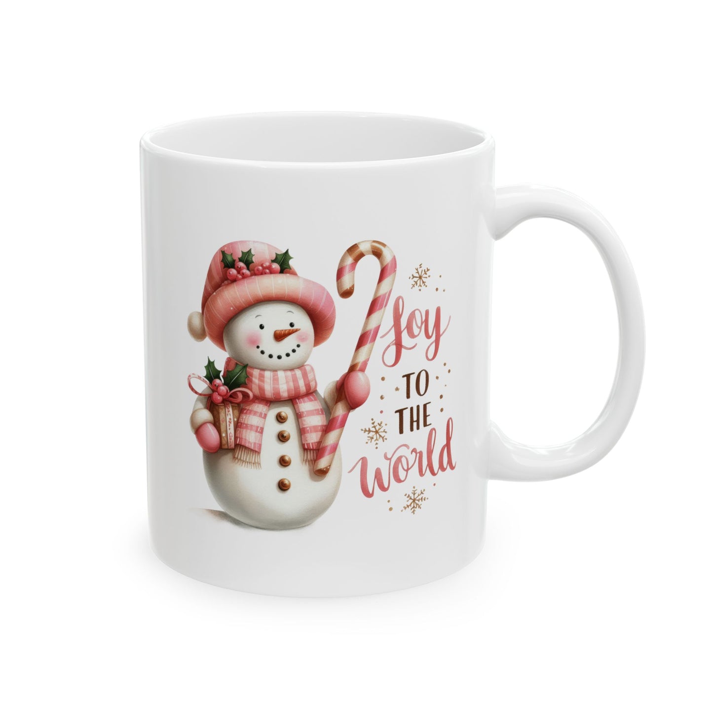 Joy To The World Pink Christmas Ceramic Mug