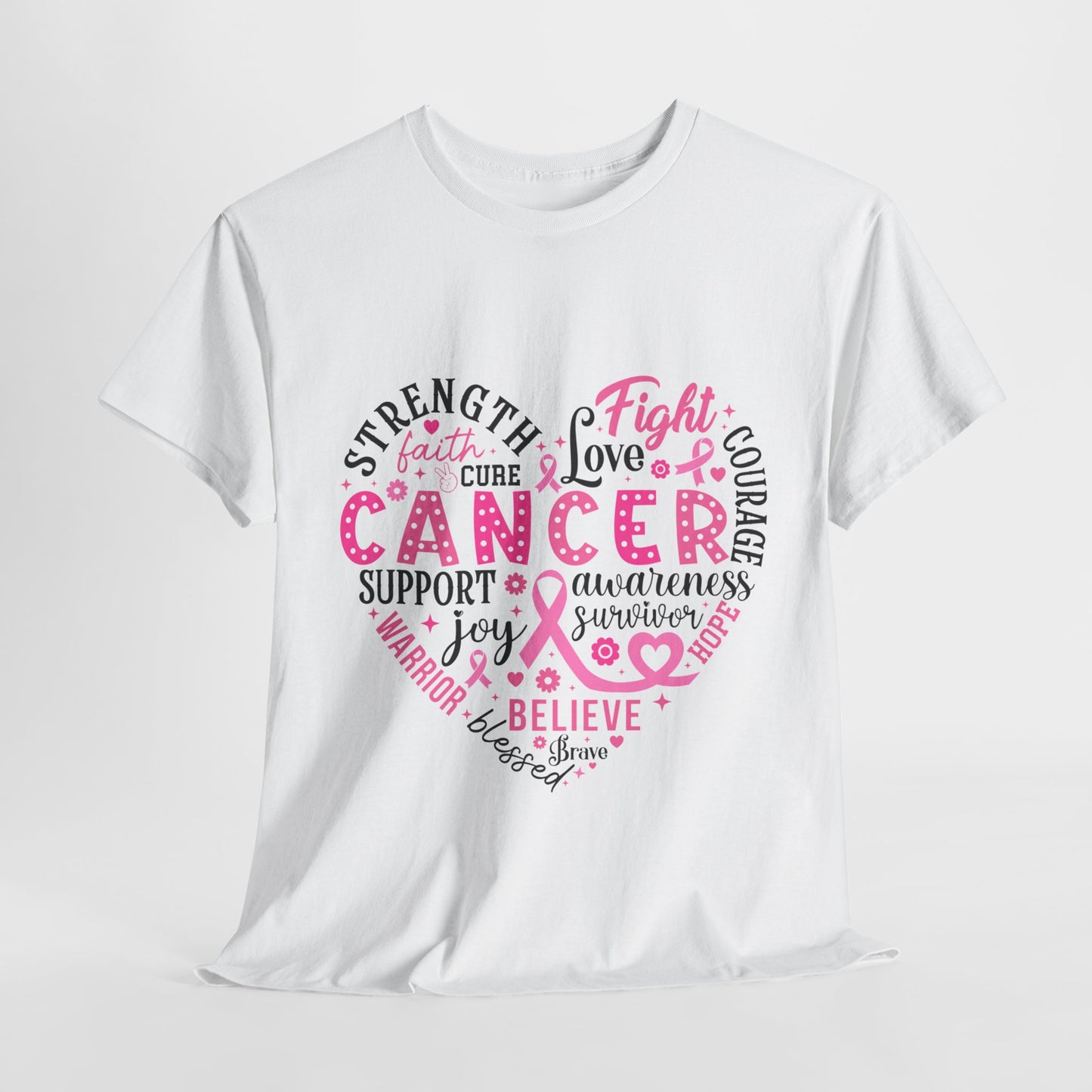 Breast Cancer Awareness Black Lettering Unisex Heavy Cotton Tee