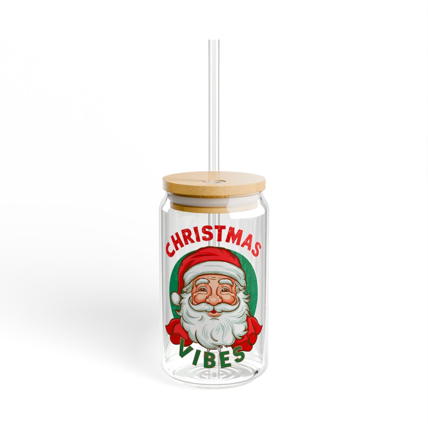 Santa Christmas Vibes Sipper Glass