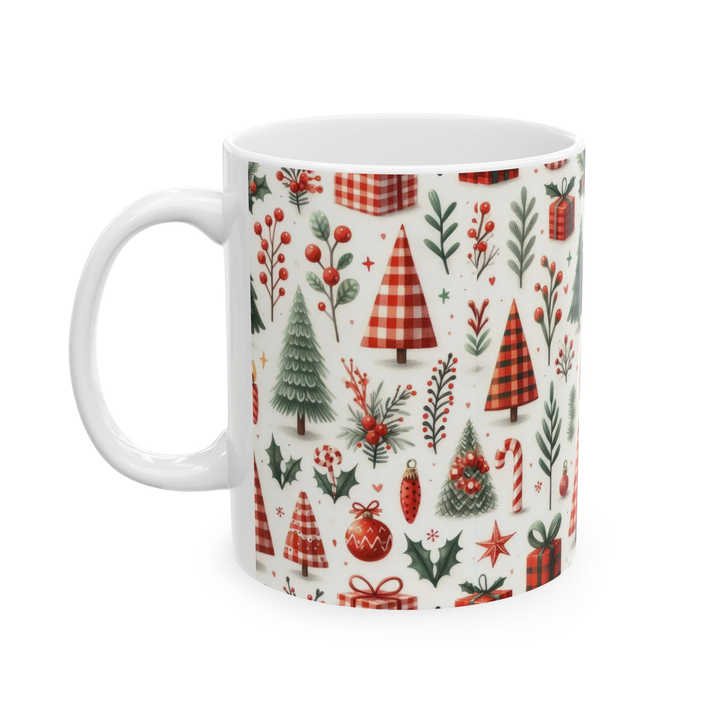 Gingham Christmas Ceramic Mug