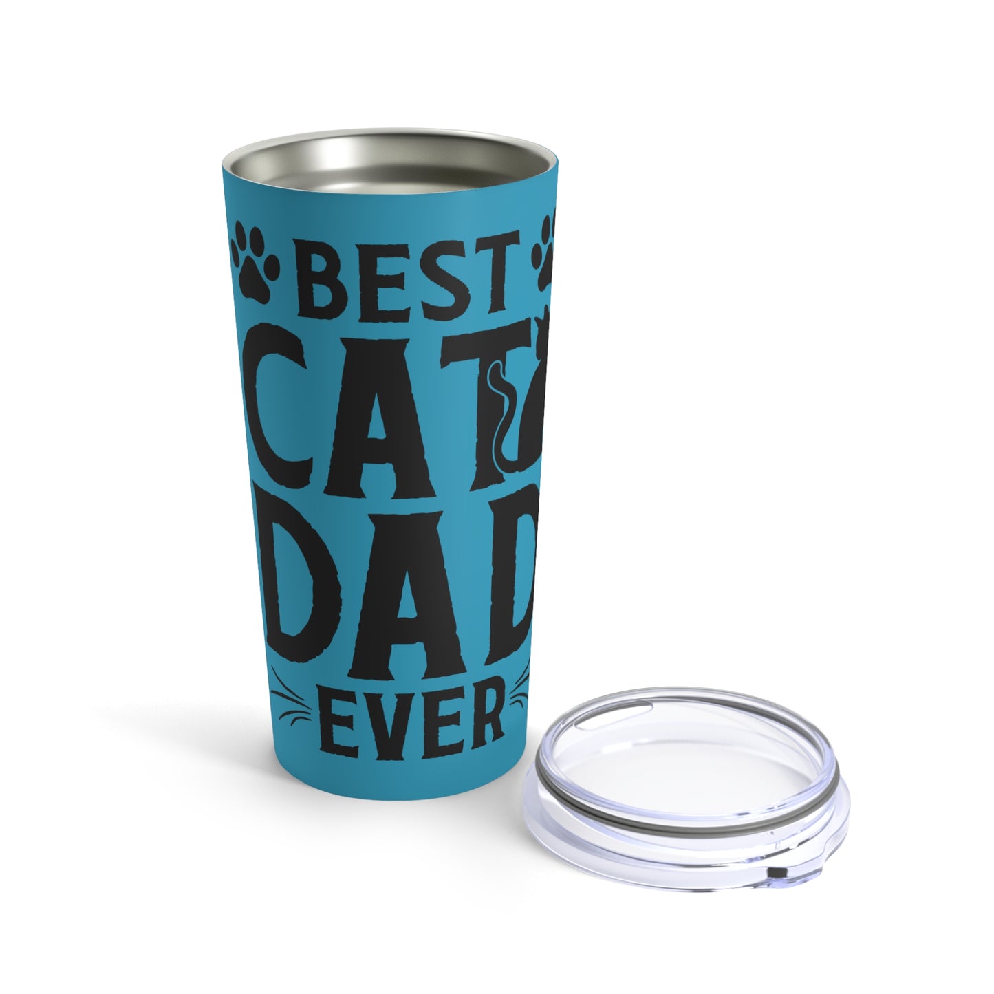 Best Cat Dad Ever Tumbler Blue Background 20oz