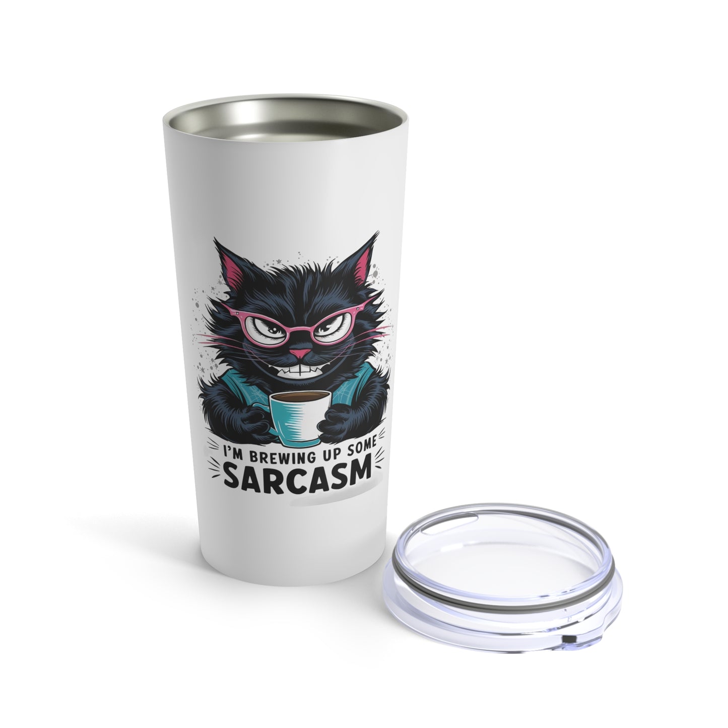 Brewing Up Some Sarcasm Funny Cat Tumbler 20oz