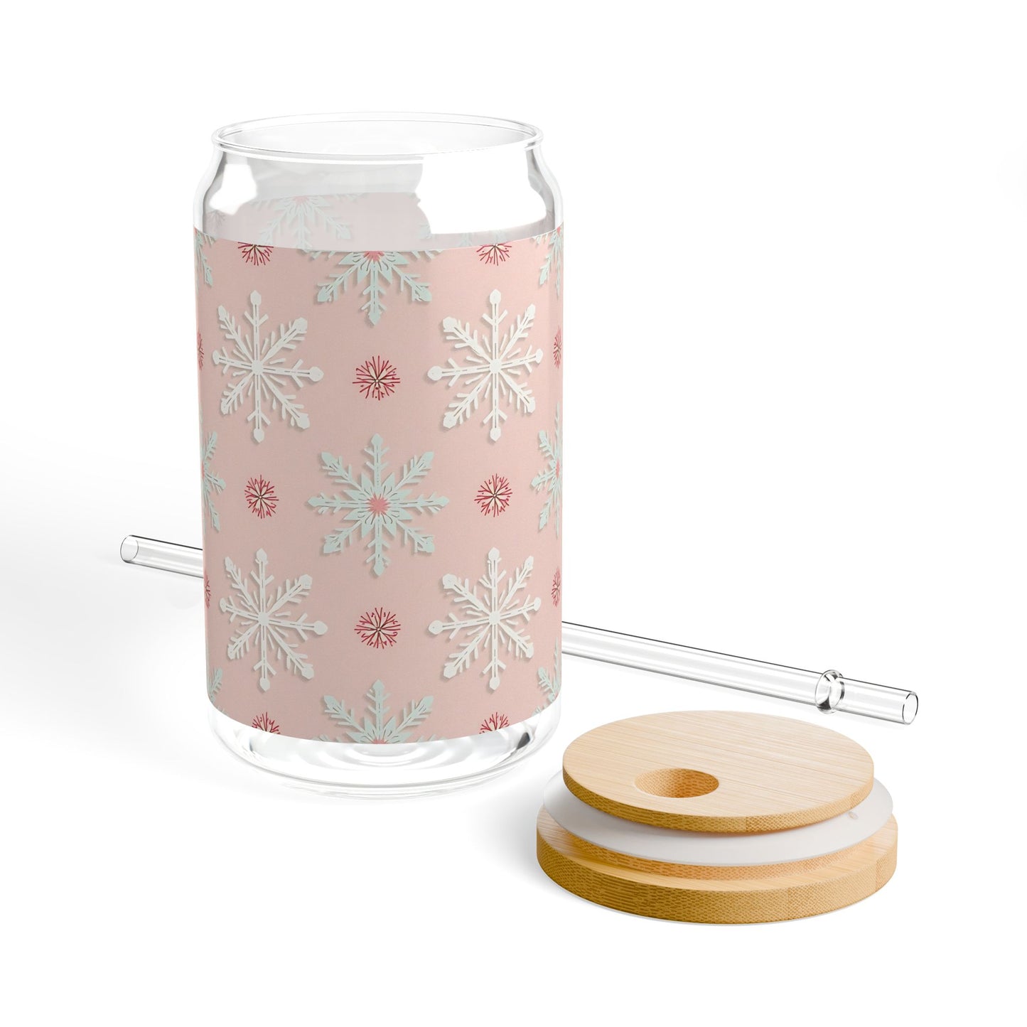 Pink Winter Snowflakes Sipper Glass