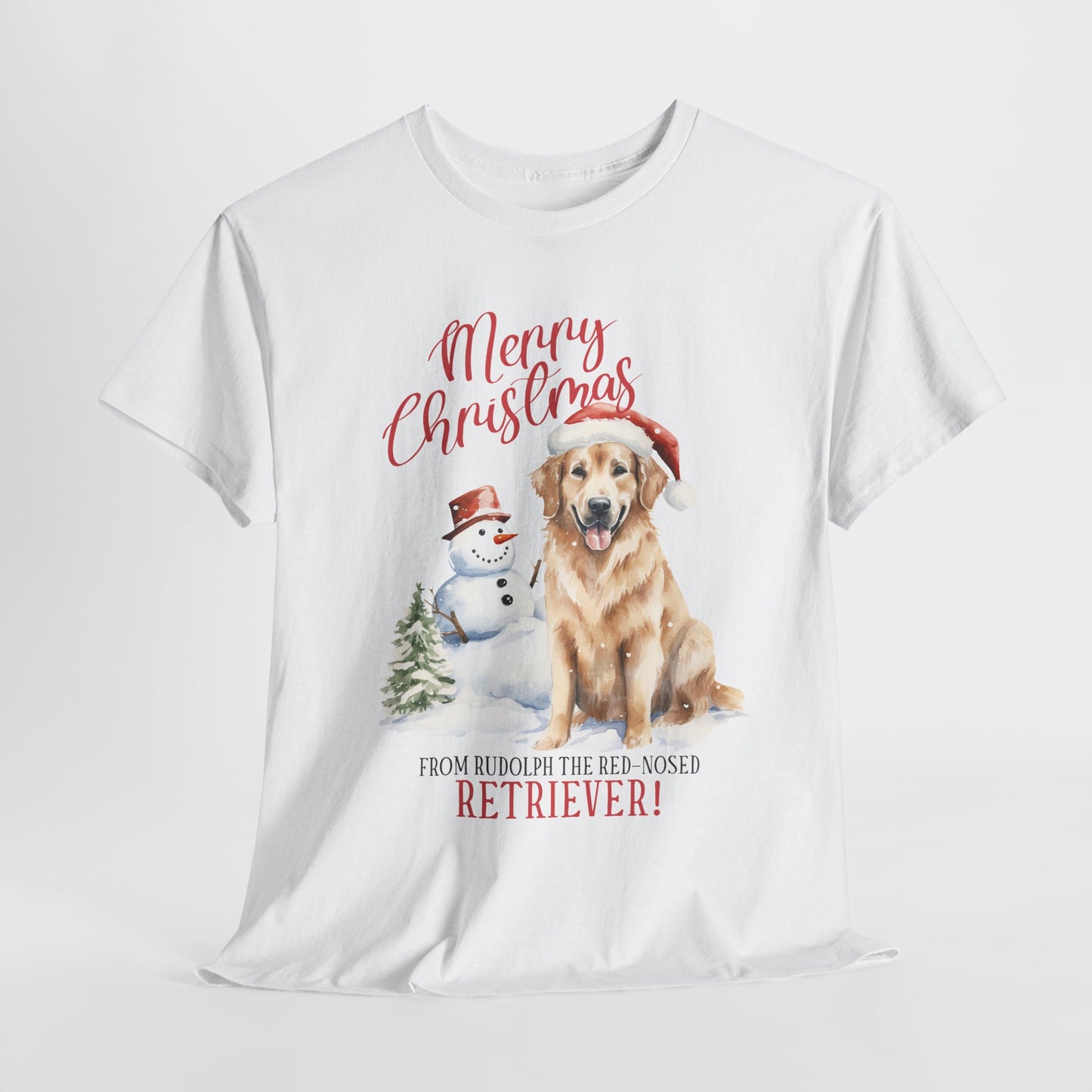 Christmas Golden Retriever Heavy Cotton Tee