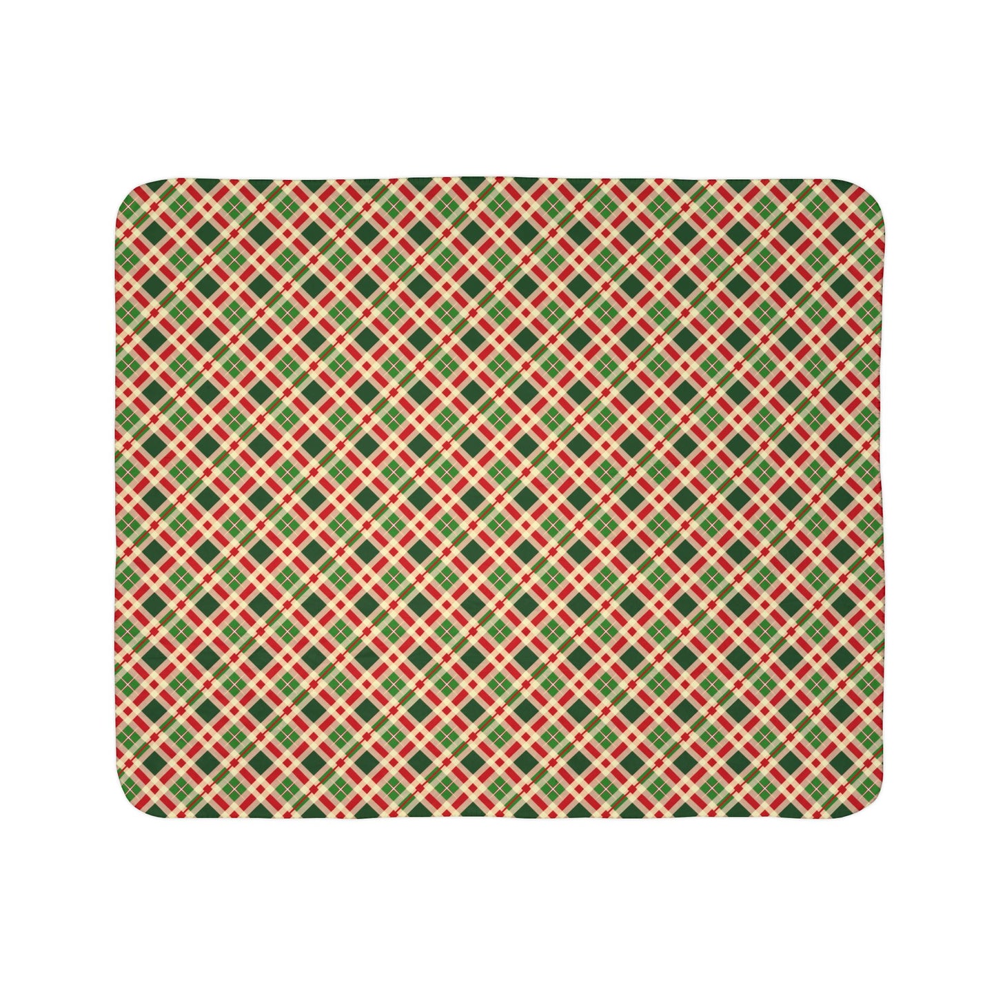 Christmas Plaid 3 Fleece Sherpa Blanket