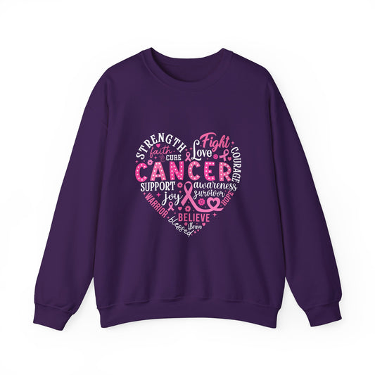 Breast Cancer Awareness White Lettering Unisex Heavy Blend™ Crewneck Sweatshirt