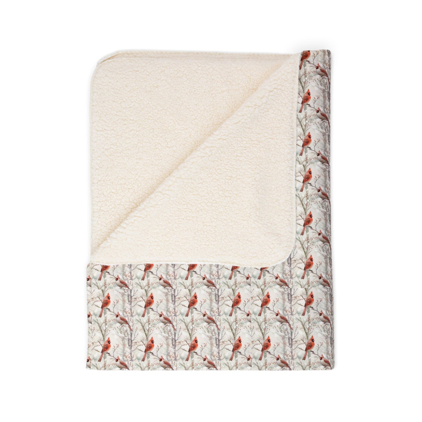 Christmas Cardinals Fleece Sherpa Blanket