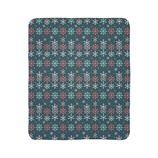 Colorful Snowflakes Fleece Sherpa Blanket