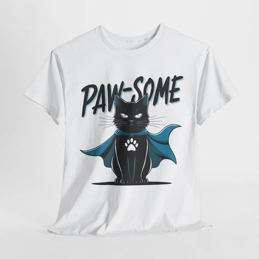 Paw-Some Funny Cat Heavy Cotton Tee