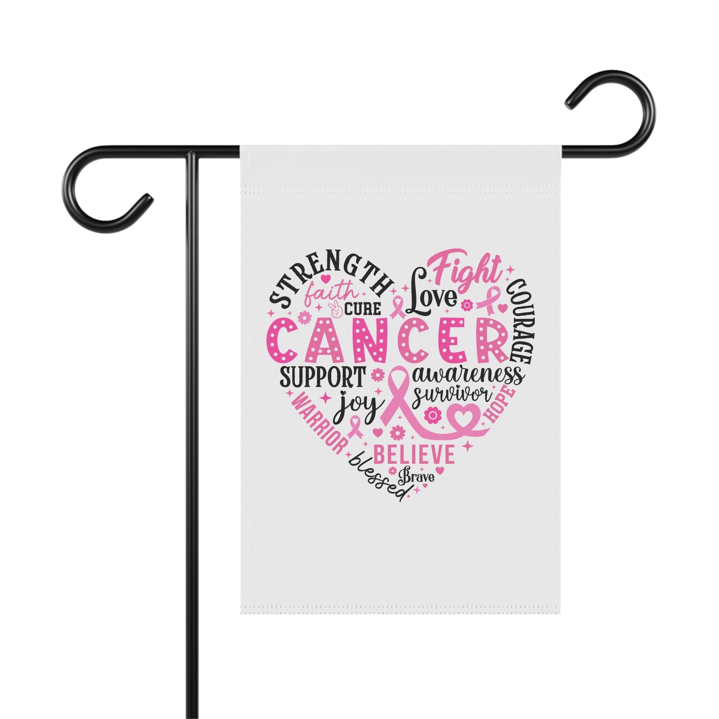 Breast Cancer Awareness Garden & House Banner - White